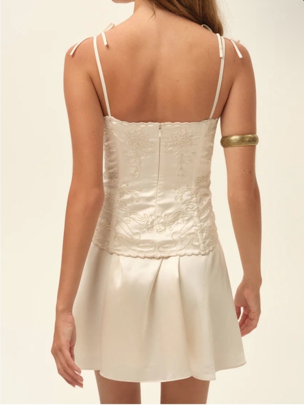 NWT FOR LOVE AND LEMONS OLEA EMBROIDERED CORSET CREAM MINI DRESS - Picture 2 of 10